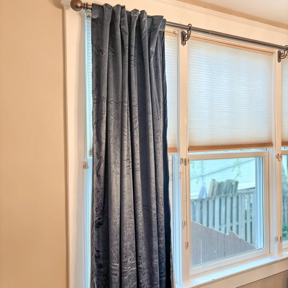 Velvet Blackout Curtains 2 Panels, Royal Navy Blue 50” x 93”